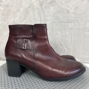 Gabor Ankle Boots Womens US 9.5 UK 7 Burgundy Leather Chic Classic Minimalist